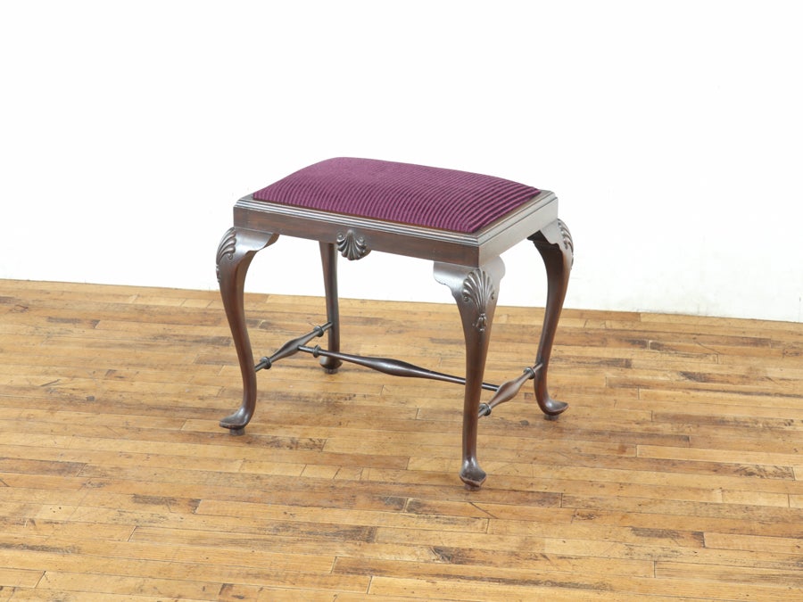 マホガニーの美しい風合い 座面張替済クィーンアンスツール 80784