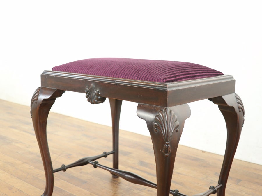 マホガニーの美しい風合い 座面張替済クィーンアンスツール 80784