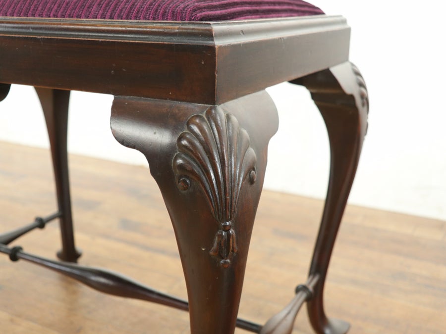 マホガニーの美しい風合い 座面張替済クィーンアンスツール 80784