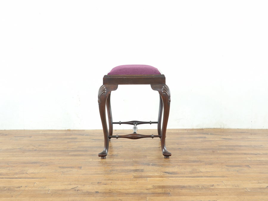 マホガニーの美しい風合い 座面張替済クィーンアンスツール 80784