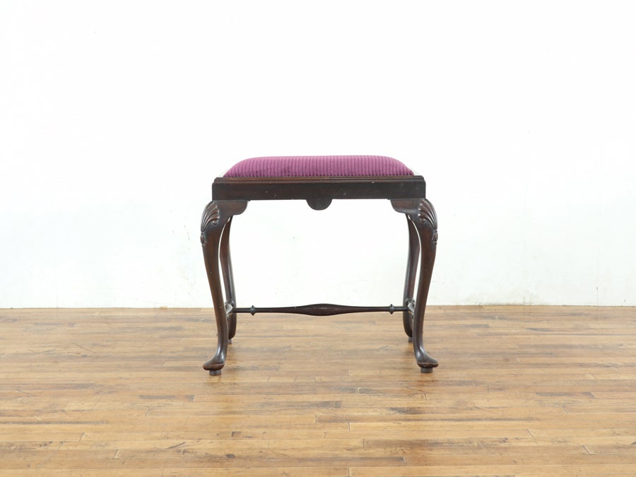 マホガニーの美しい風合い 座面張替済クィーンアンスツール 80784