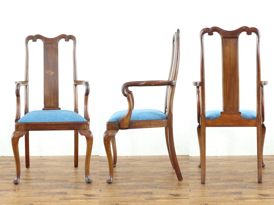 座面張替済クィーンアンアームチェア 80670a<br>在庫2脚