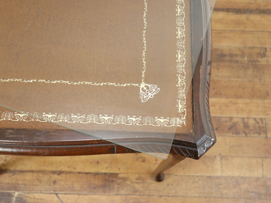 ブラウン系のレザーがかっこいい ガラストップネストテーブル 80725