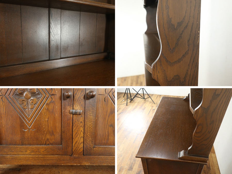 扉の彫刻も魅力の飾り棚 カップボード 80708