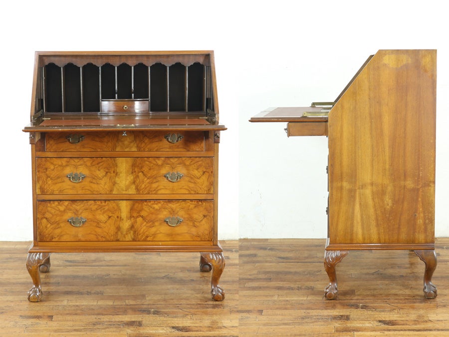 華やかな杢目とボールアンドクロウフット ライティングビューロー 80700