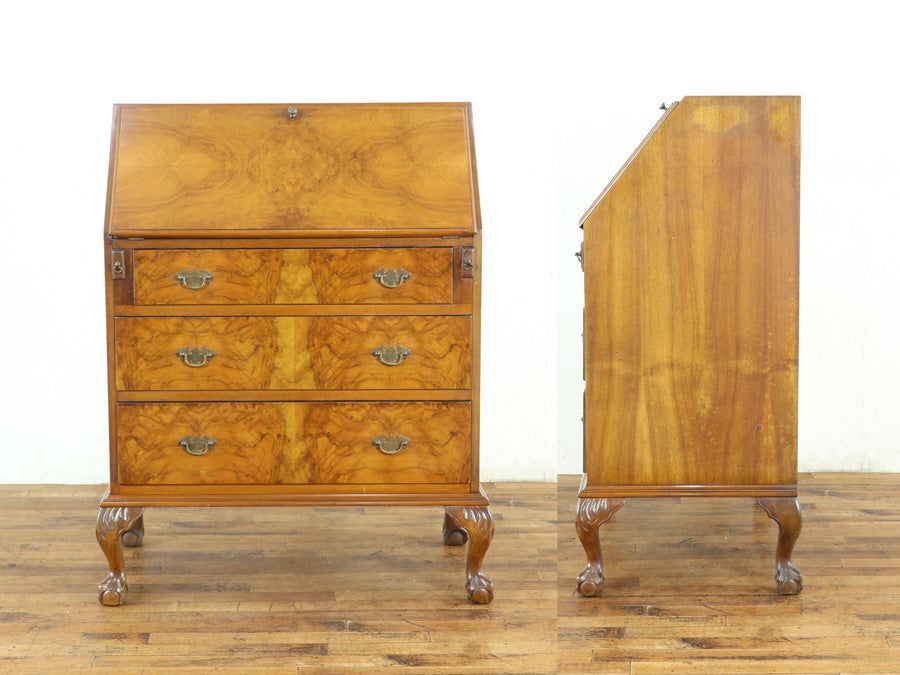 華やかな杢目とボールアンドクロウフット ライティングビューロー 80700