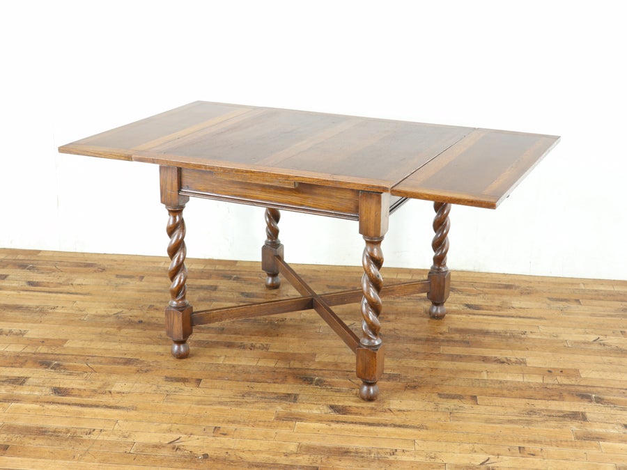 経年による味わいも魅力 ツイストレッグドローリーフテーブル 80879