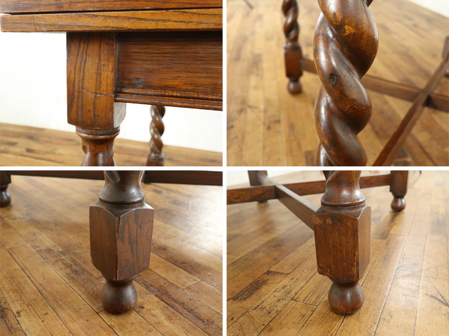 経年による味わいも魅力 ツイストレッグドローリーフテーブル 80879