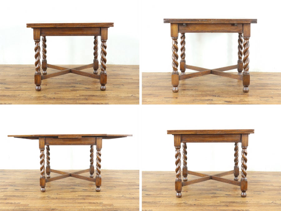 経年による味わいも魅力 ツイストレッグドローリーフテーブル 80879