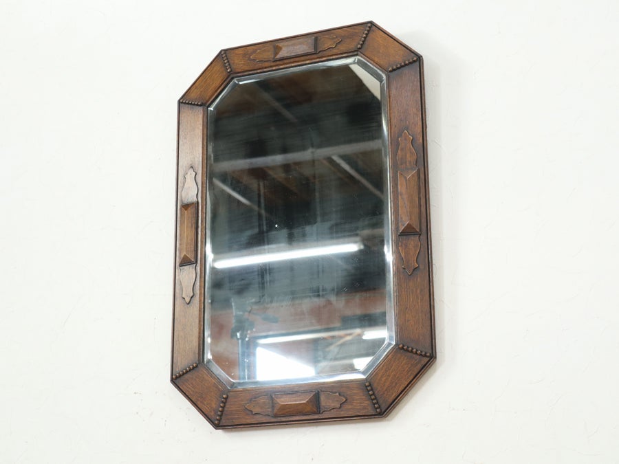 オーク材の味わいも魅力 ウォールミラー 80729