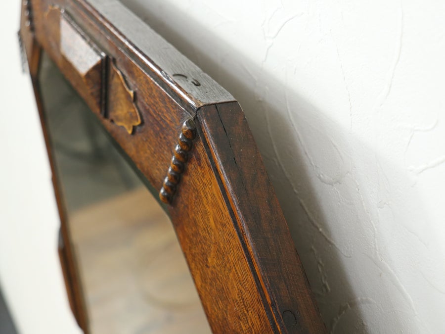 オーク材の味わいも魅力 ウォールミラー 80729