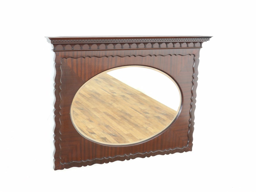 マホガニー材の美しいリボン杢 ウォールミラー 80808