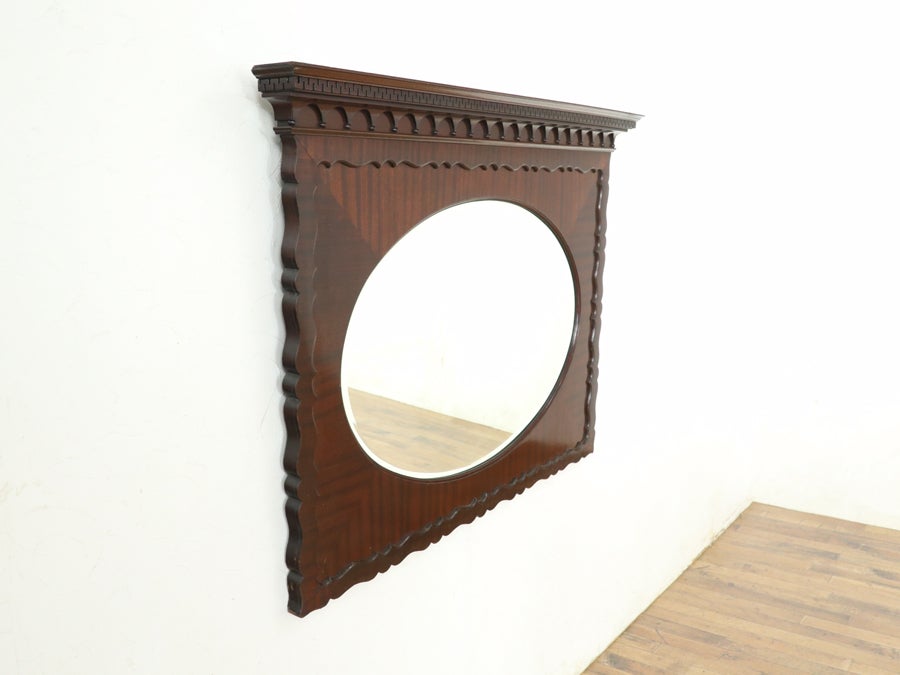 マホガニー材の美しいリボン杢 ウォールミラー 80808