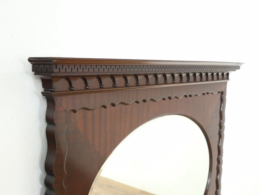 マホガニー材の美しいリボン杢 ウォールミラー 80808