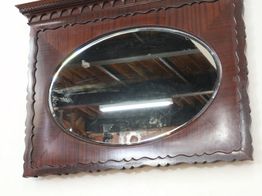 マホガニー材の美しいリボン杢 ウォールミラー 80808