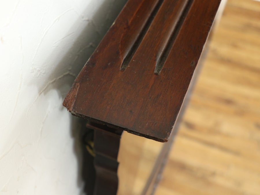 マホガニー材の美しいリボン杢 ウォールミラー 80808