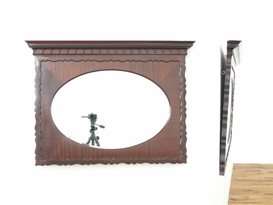 マホガニー材の美しいリボン杢 ウォールミラー 80808