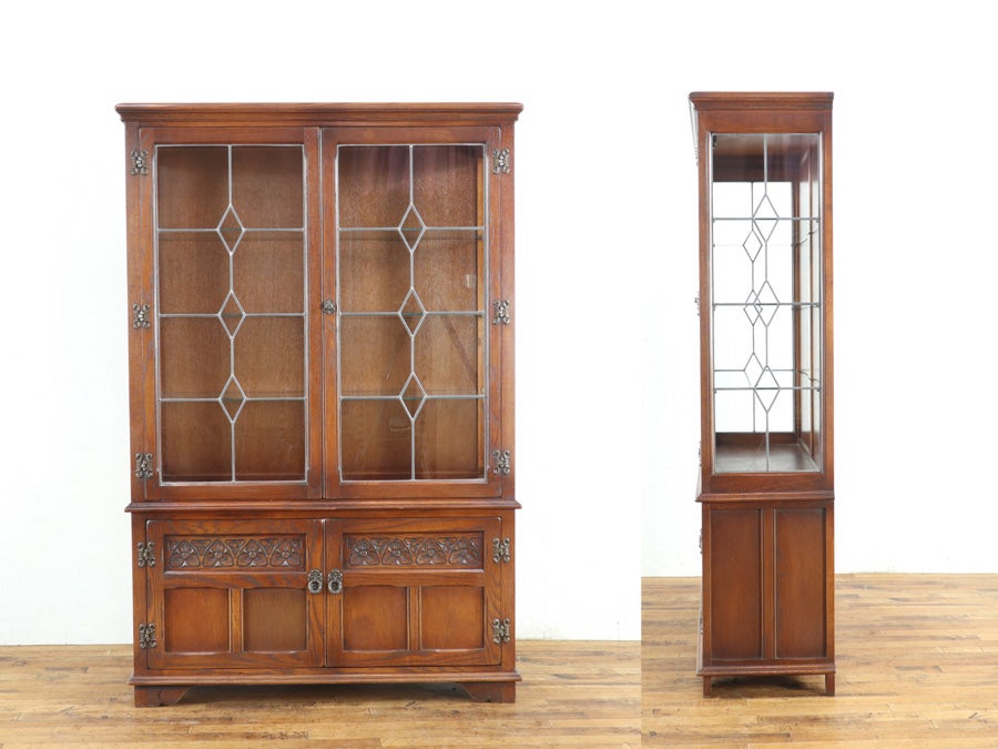 側面にもステンドグラス 人気のold charm 横幅広めのショーケース 80850