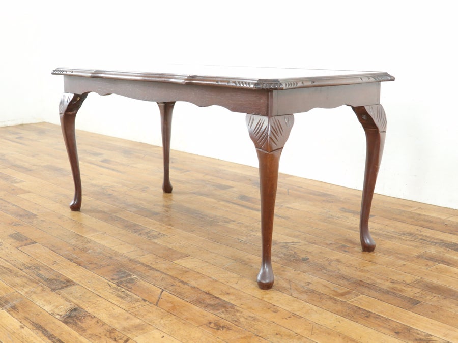 ブラウンのレザーも魅力 ガラストップコーヒーテーブル 80812