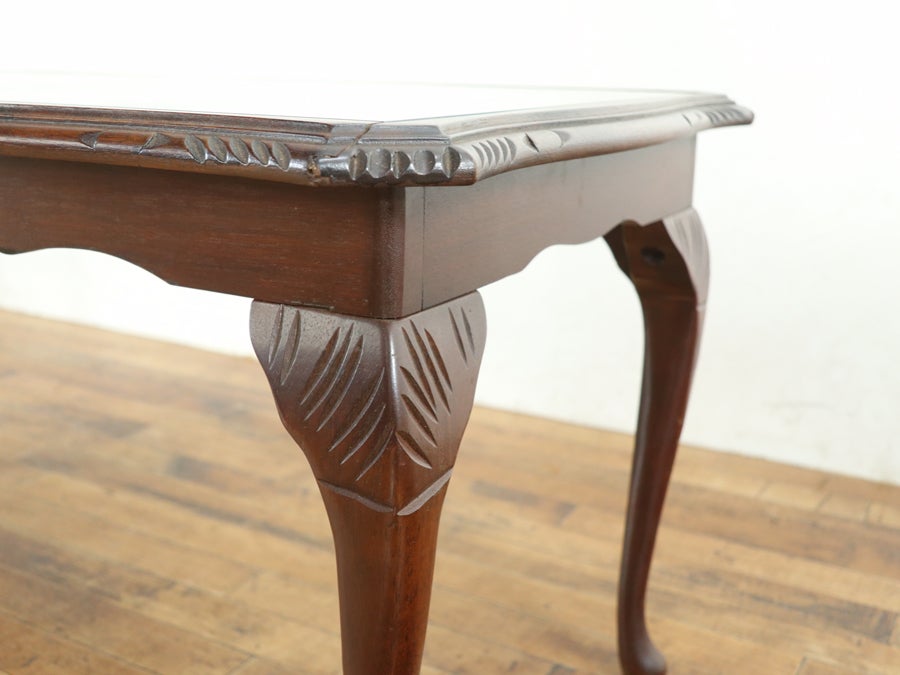 ブラウンのレザーも魅力 ガラストップコーヒーテーブル 80812